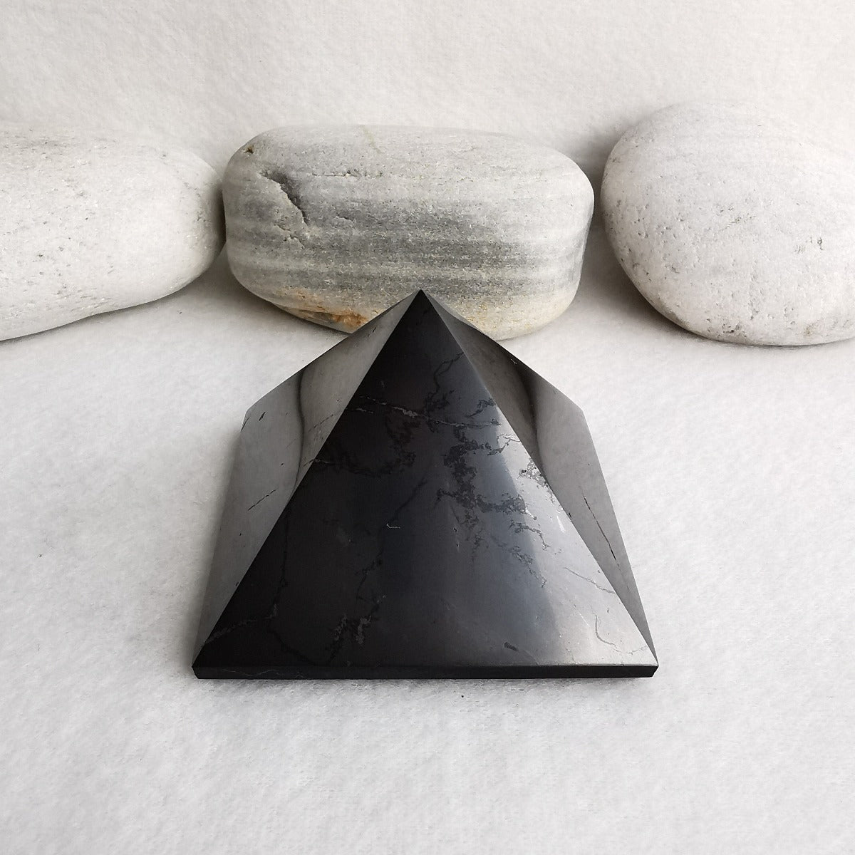 Shungite Pyramid Polished 7x7 cm - EMF Protection Stone