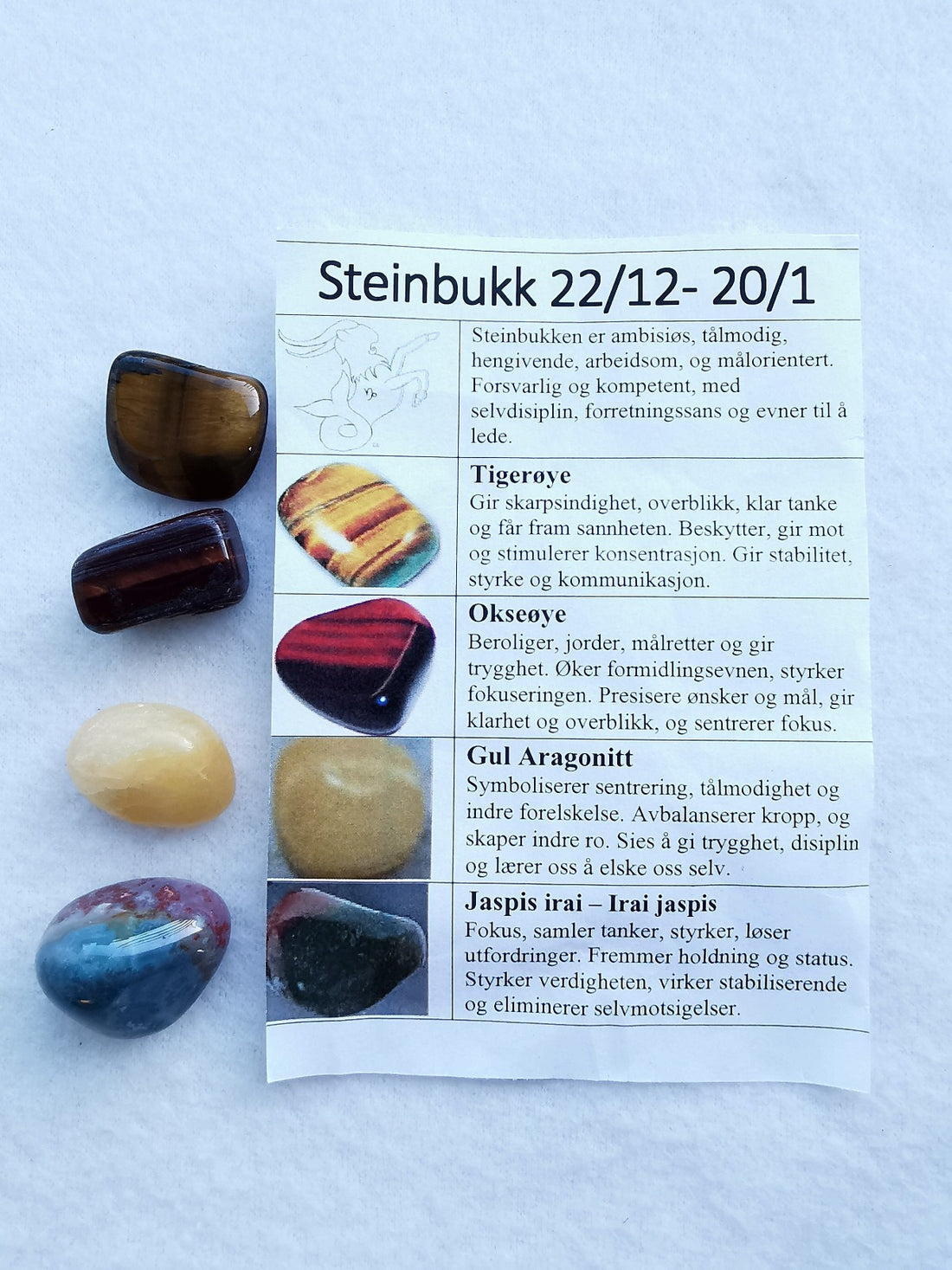 Stjernetegnsett med tromlet stein - Steinbukk 22/12 - 20/1