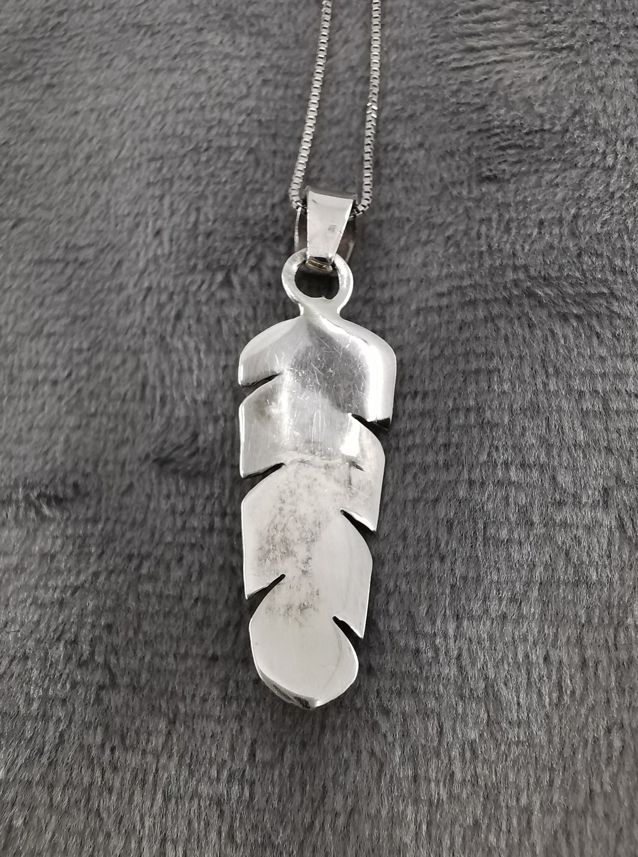 Navajo Silver Turquoise Feather Pendant