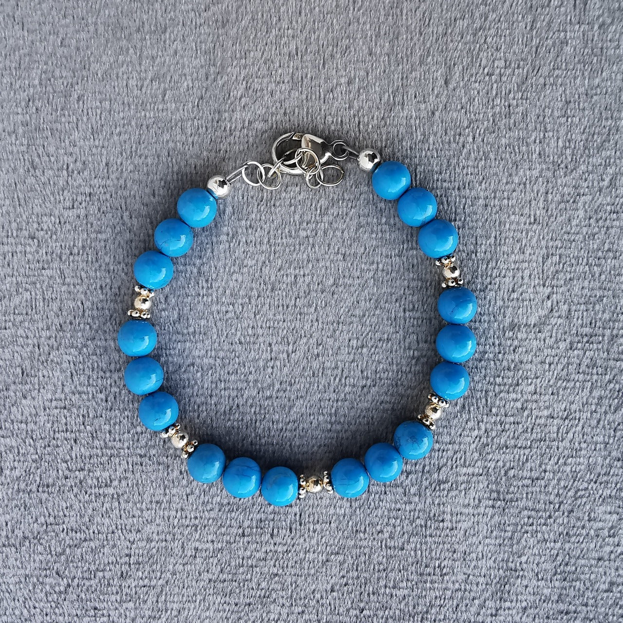 Blå Howlitt krystall steinarmbånd - Blue Howlite Crystal Gemstone Bracelet