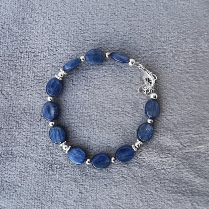 Blå Kyanitt krystall steinarmbånd - Blue Kyanite Crystal Gemstone Bracelet