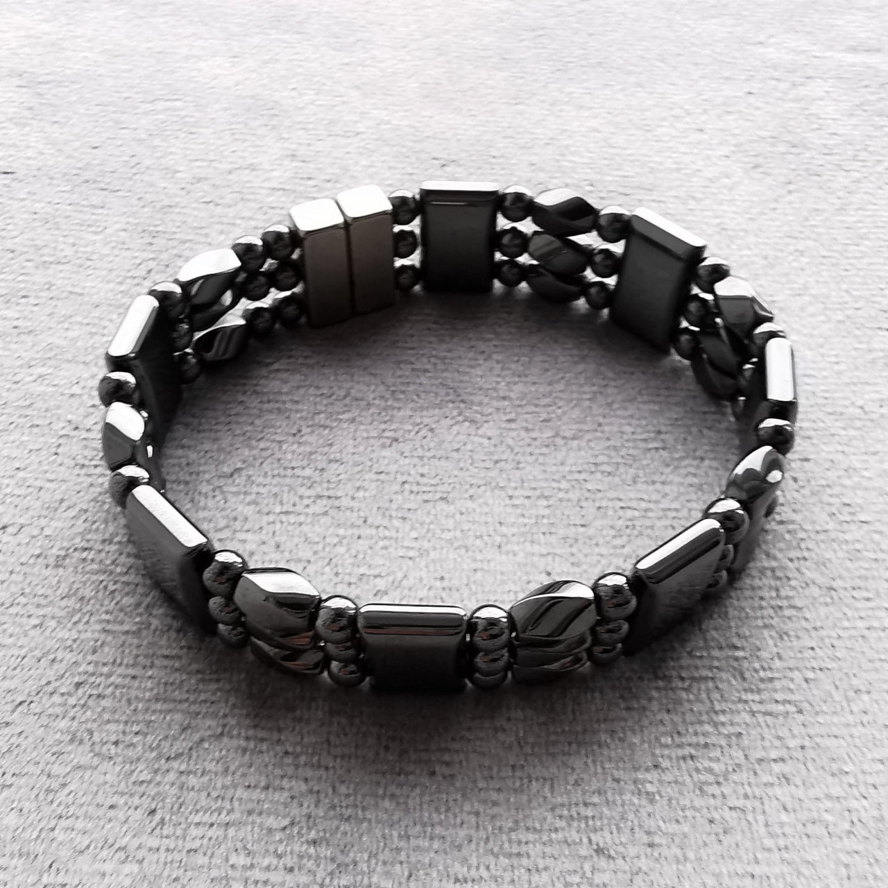 Magnet terapi armbånd sort - Magnetic Hematite Bracelet triple plain