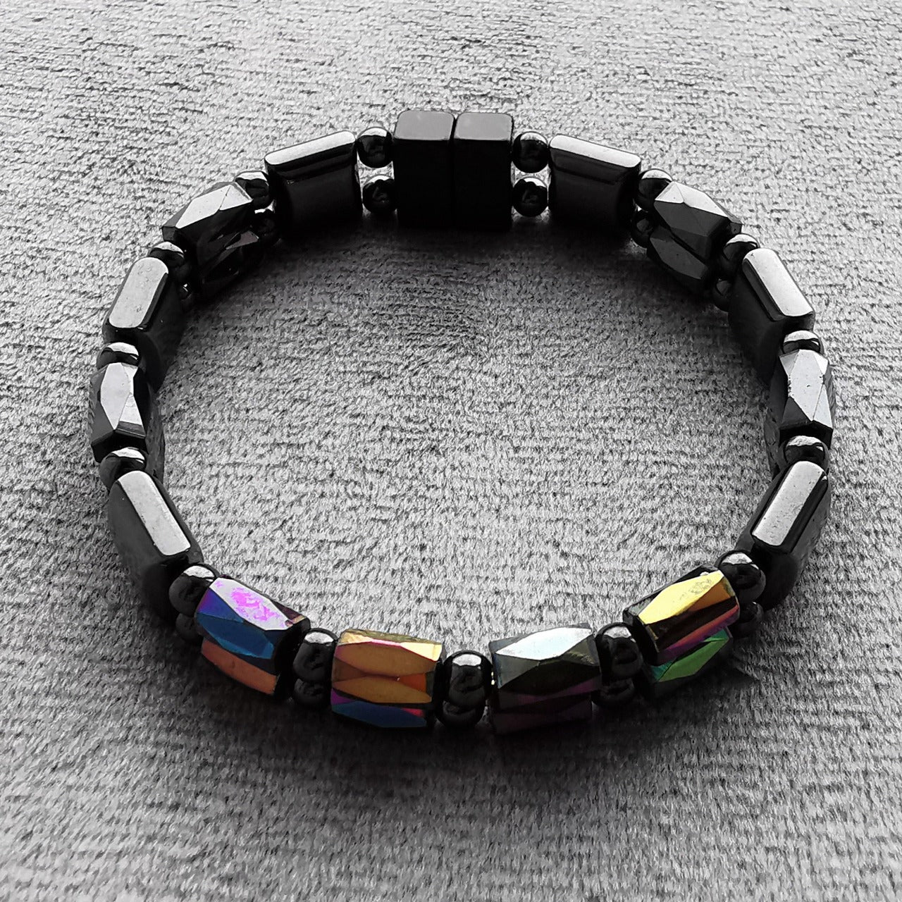 Magnet terapi armbånd regnbue - Magnetic Hematite Bracelet double rainbow