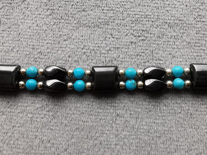 Magnet terapi armbånd med Turquoise stener - Magnetic Hematite Turquoise Bracelet
