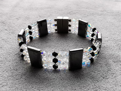 Magnet terapi armbånd med krystaller - Magnetic Hematite Black Crystal Bracelet triple
