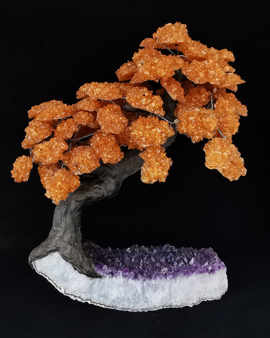 Crystal Tree size 7 - Citrine Crystal Tree on Amethyst Base - Citrin krystalltre på ametyst base