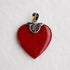 red coral heart silver pendant