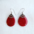 red coral silver earring