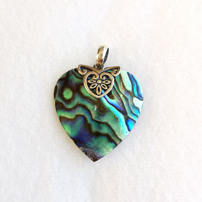 Abalone Silver Heart Pendant