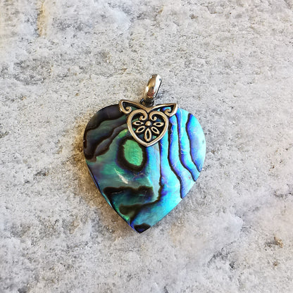 abalone silver heart pendant