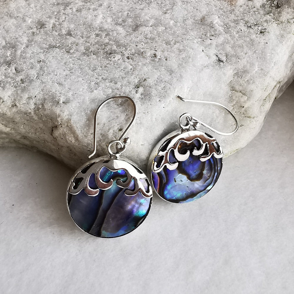 Silver Earrings with Abalone