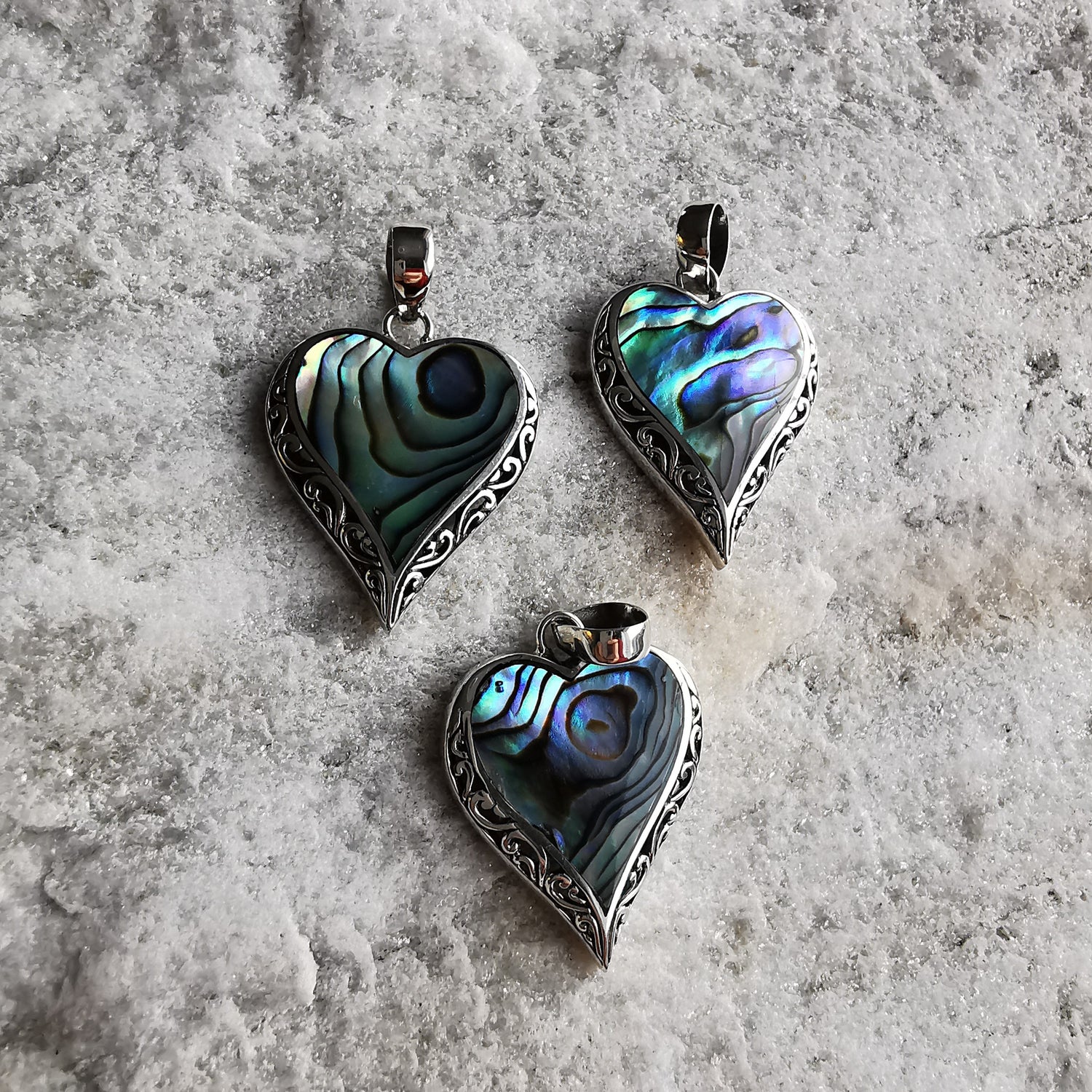 Abalone Silver Heart Pendant