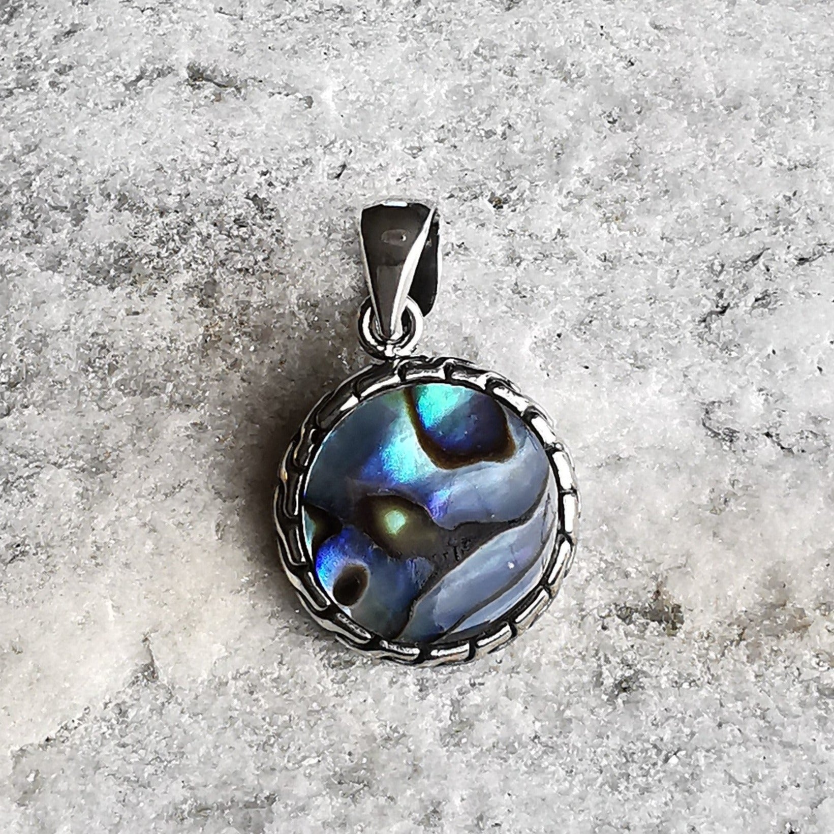silver abalone pendant