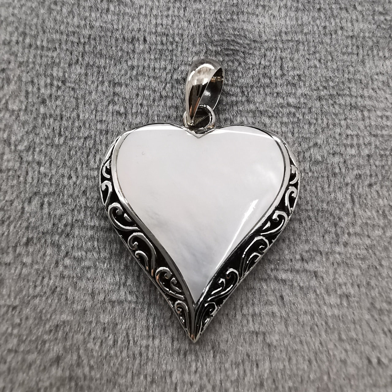 Mother of Pearl Silver Heart Pendant