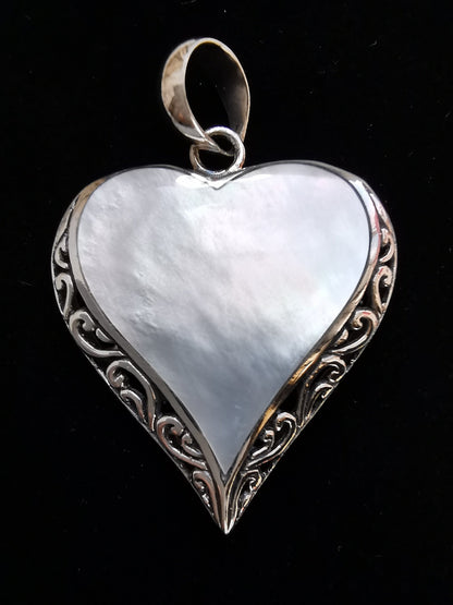 Mother of Pearl Silver Heart Pendant