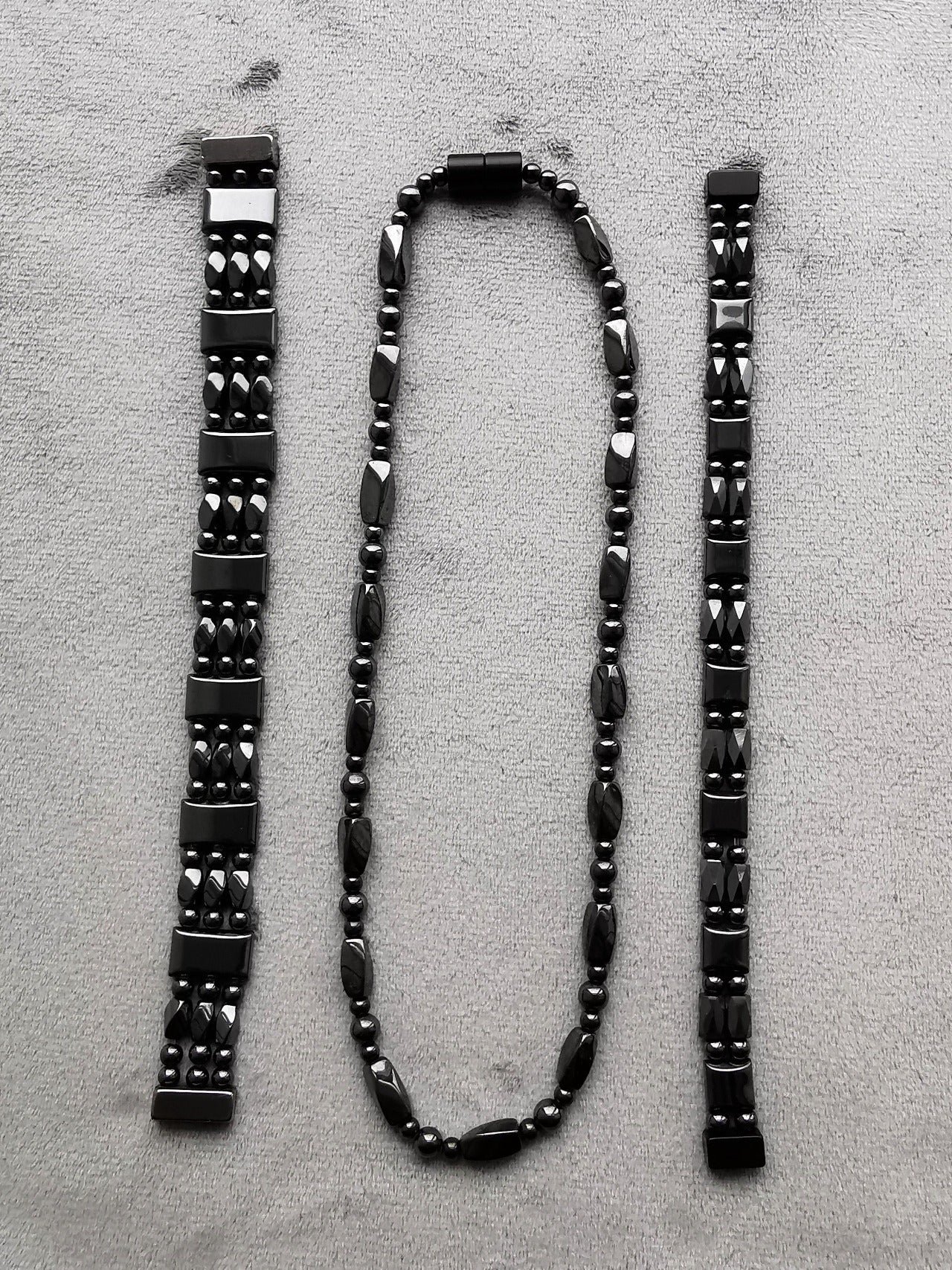 Magnet terapi armbånd sort - Magnetic Hematite Bracelet double plain