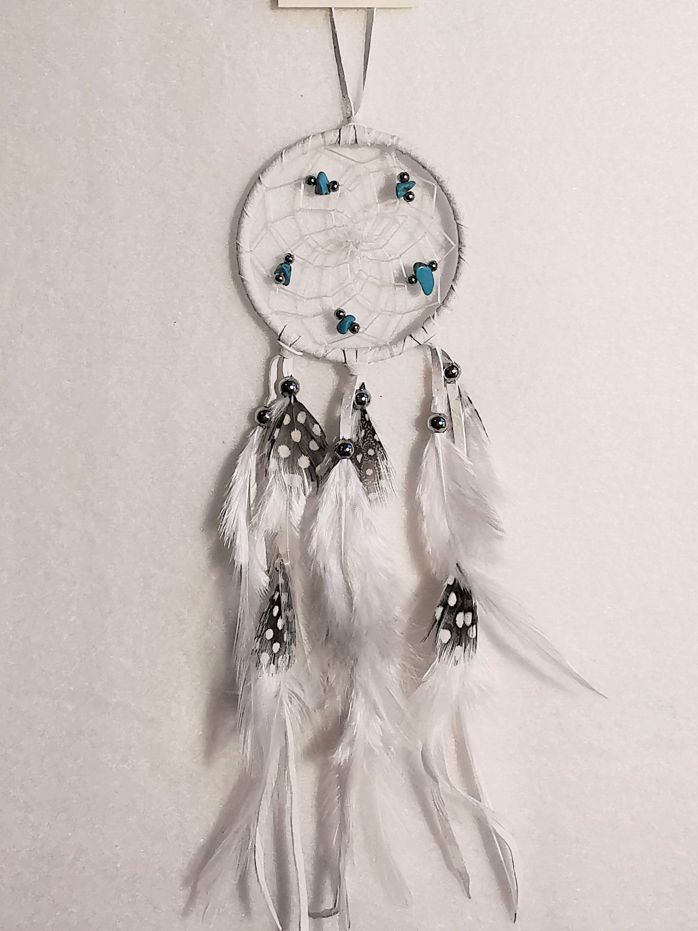 Dream Catcher - White Colour Beads - WHITE- 6,5 cm - Drømmefanger